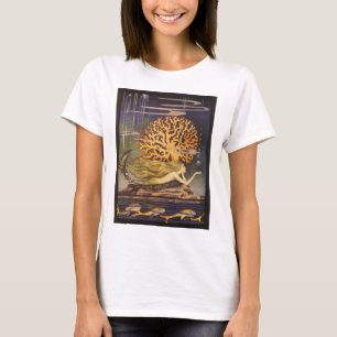 T-shirt Conte de fées vintage, petite sirène dans le corai