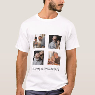 T-shirt Contemporain customisé 4-Photo "Meilleur Grand-Pèr