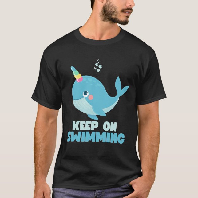 T-shirt Continuer à nager Baleine de Kawaii (Devant)