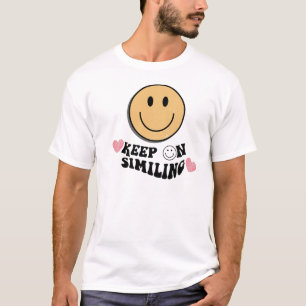T-shirt Continuez à sourire, Couleurs Confortables Trendy 