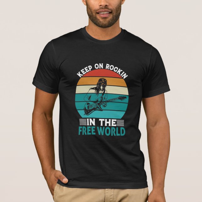 T-shirt Continuez sur Rockin dans le monde libre (Devant)