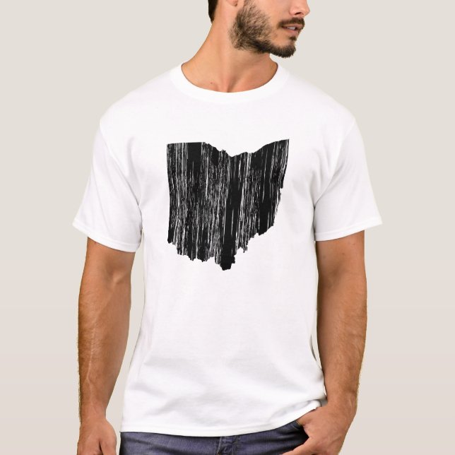 T-shirt Contour affligé d'état de l'Ohio (Devant)