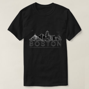 T-shirt Contour de la ville de Boston en noir et blanc