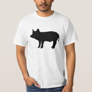 T-shirt Contour porcin de silhouette de porcelet noir de