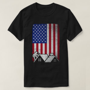 T-shirt Contractant de toiture du drapeau américain du toi