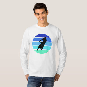 T-shirt Contrast Mountain Biker sur Retro Blue-Green Strip