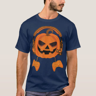 T-shirt Contrôleur de jeu vidéo citrouille, un vrai joueur