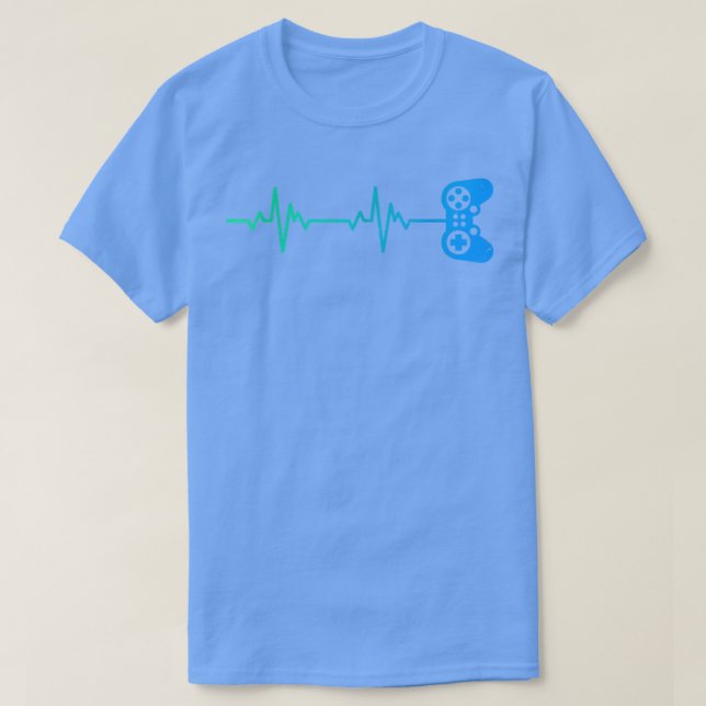 T-shirt Contrôleur de jeu vidéo Cool Gamer Heartbeat  (Design devant)