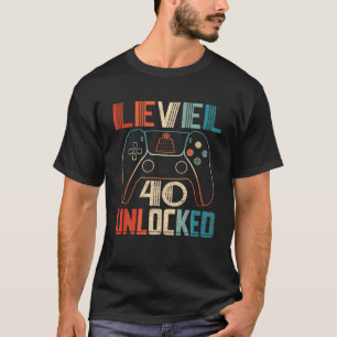 T-shirt Contrôleur de jeu vidéo déverrouillé niveau 40 Ann