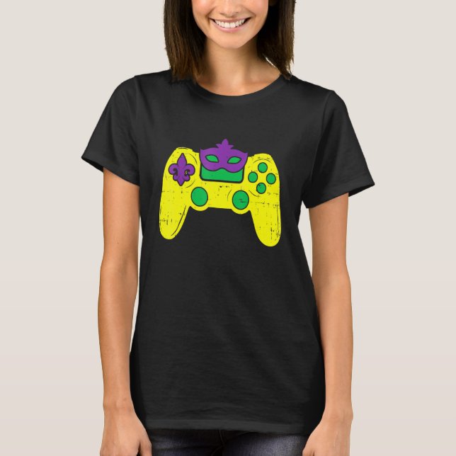 T-shirt Contrôleur de jeu vidéo Gamer E Sports Mardi Gras  (Devant)