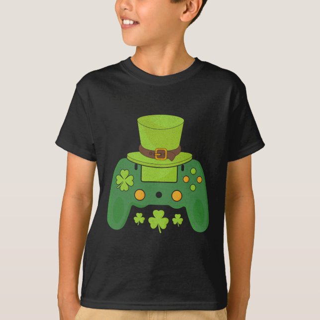T-shirt Contrôleur de jeu vidéo Irish Gamer Boys Happy St  (Devant)