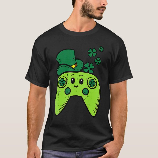 T-shirt Contrôleur de jeu vidéo irlandais St Patrick Day G (Devant)
