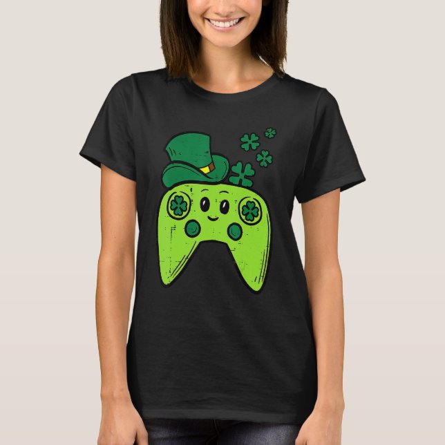 T-shirt Contrôleur de jeu vidéo irlandais St Patrick Day G (Devant)