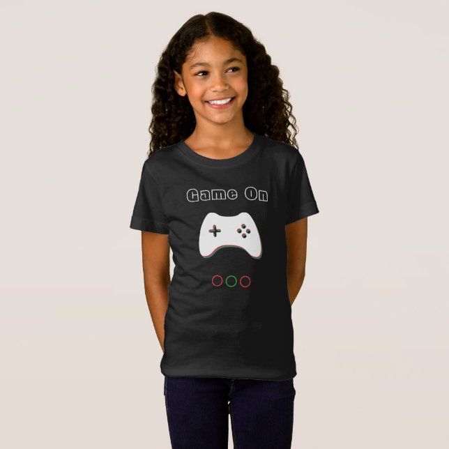 T-Shirt Contrôleur de jeu vidéo, Jeu On, Art Rouge et Vert (Devant entier)