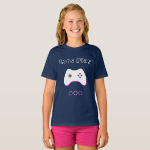 T-shirt Contrôleur de jeu vidéo, Jouons, Art bleu et rose