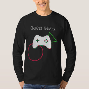 T-shirt Contrôleur de jeu vidéo, Let's Play, Red & Green A