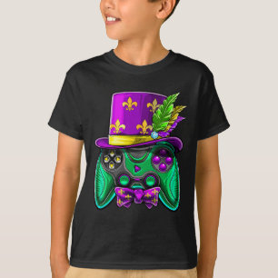 T-shirt Contrôleur de jeu vidéo Mardi Gras Jester Casquett