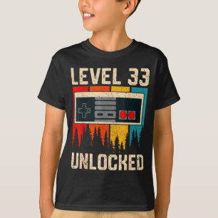T-shirt Contrôleur de jeu vidéo Niveau 33 débloqué Anniver