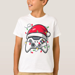 T-shirt Contrôleur de jeu vidéo Noël Santa Hat Gamer