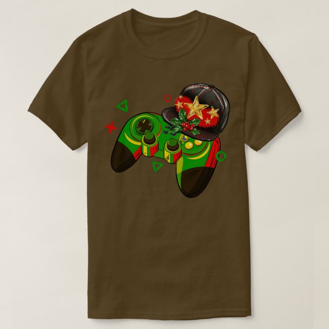 T-shirt Contrôleur de jeu vidéo Noël Santa Hat Garçons Enf (Design devant)