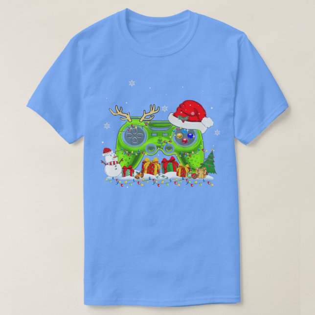 T-shirt Contrôleur de jeu vidéo Noël Santa Hat Garçons Enf (Design devant)