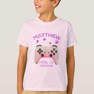 T-shirt Contrôleur de jeu vidéo rose et blanc