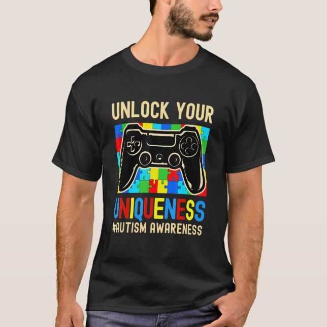 T-shirt Contrôleur de jeu vidéo sensibilisation sur l'auti (Devant)