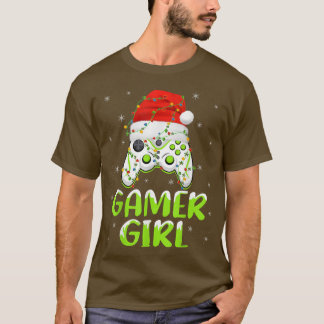 T-shirt Contrôleur de jeu vidéo Xmas Lights Père Noël Game
