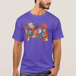 T-shirt Contrôleur de jeux vidéo floral pour joueur 
