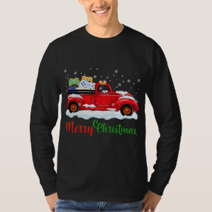 T-shirt Contrôleurs de jeu vidéo Camion rouge Joyeux Noël