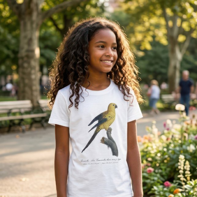 T-Shirt Conure soleil Aratinga solstitialis (Guarouba dans sons jeune age / Sun parakeet. Girl Basic White T-Shirt )