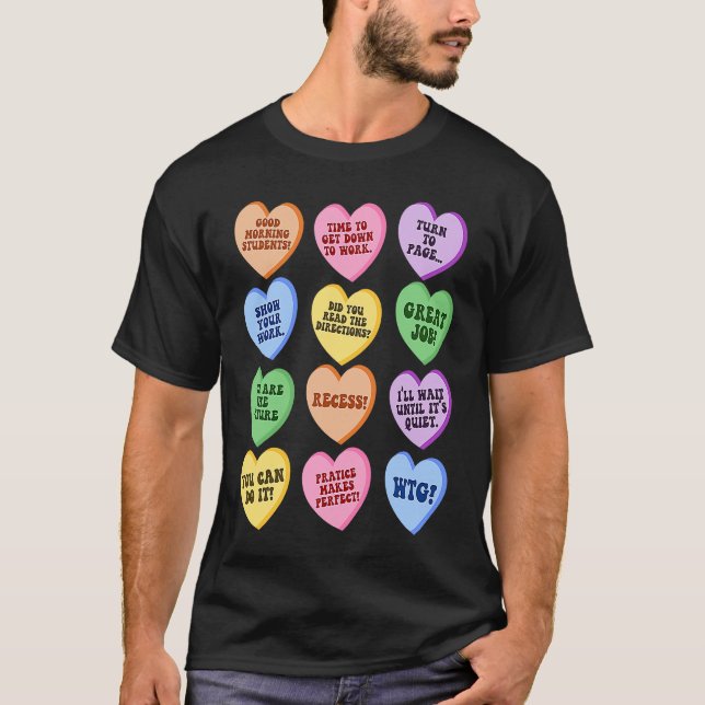 T-shirt Conversation Hearts Groovy Valentines Day Cute Tea (Devant)