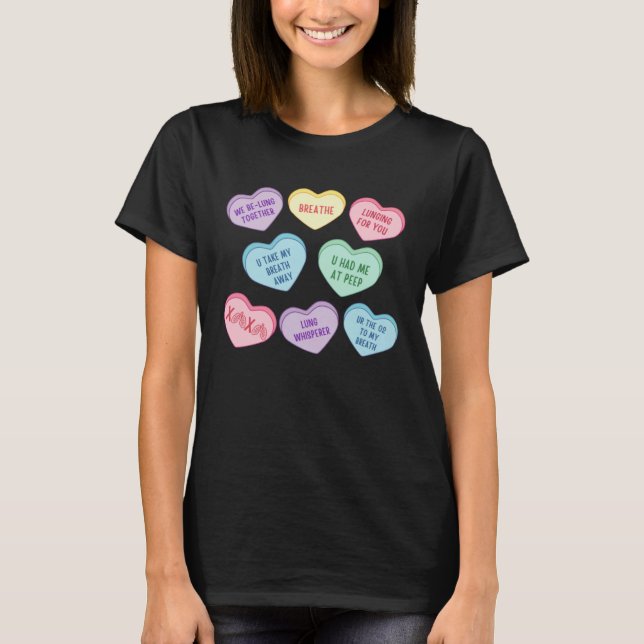 T-shirt Conversation Hearts Respiratory Therapist Valentin (Devant)