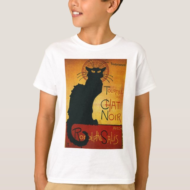 T-shirt Conversation Noir - Chat noir (Devant)