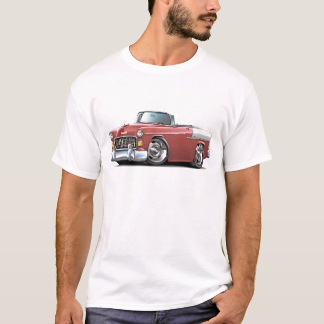 T-shirt Convertible 1955 Saumon-Blanc de Chevy Belair (Devant)