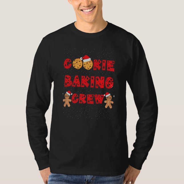 T-shirt Cookie Baking Crew Gingerbread Men With Xmas Hats  (Devant)