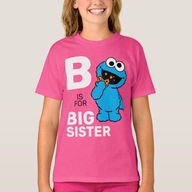 T-shirt Cookie Monster | B est pour Big Sister (Devant)