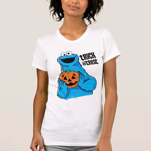T-shirt Cookie Monster - Tricoter Ou Traiter (Devant)