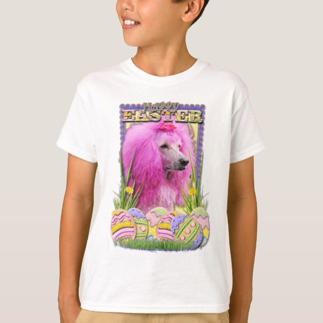 T-shirt Cookies d'oeufs de Pâques - Poodle - Rose (Devant)