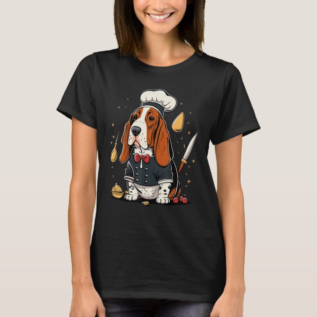 T-shirt Cooking Basset Hound Restaurant cook on Basset Hou (Devant)