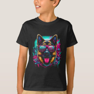 T-shirt Cool allemand berger chien Graffiti Art Style Chri