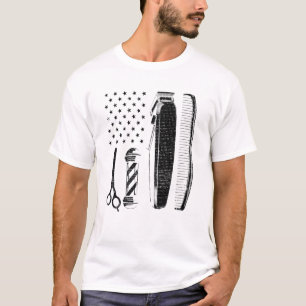 T-shirt Cool American Barber For Men Usa Hair Cutting  1