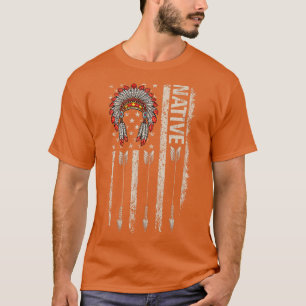 T-shirt Cool Amérindien en plume Flèche Drapeau en tête