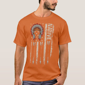 T-shirt Cool Amérindien en plume Flèche Drapeau en tête