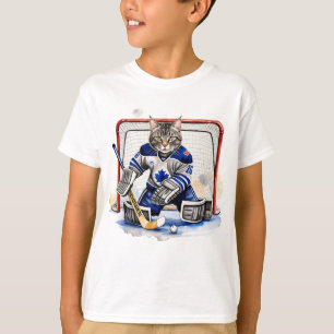 T-shirt Cool amusant Chat Hockey gardien de but Humour ani