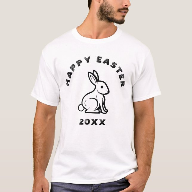T-shirt Cool Amusant Joyeux Lapin De Pâques Lapin Noir Et  (Devant)