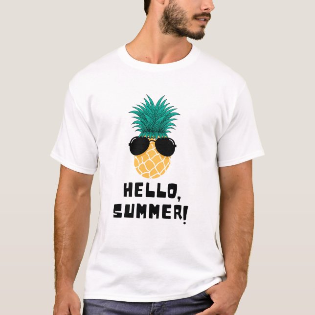 T-shirt Cool Ananas Bonjour Art d'été (Devant)