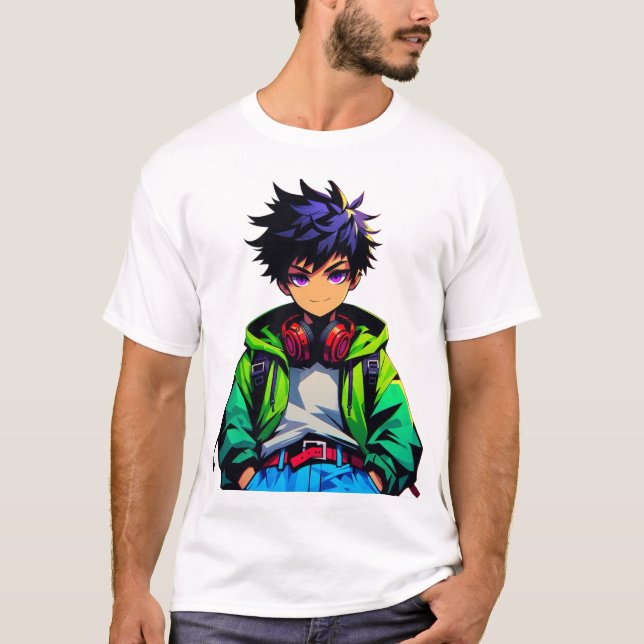 T-shirt Cool Anime Boy Art (Devant)