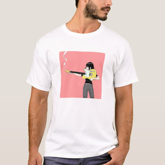 T-shirt Cool Anime Girl with Guitar (Devant)
