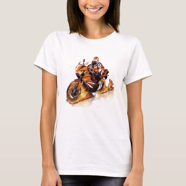 T-shirt cool avec moto design de l'auteur (Devant)